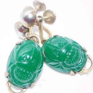 Vintage Egyptian Jade Earrings